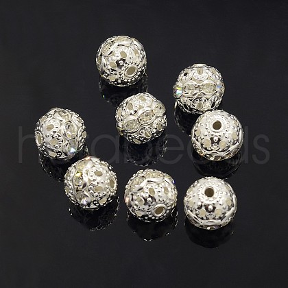 Brass Rhinestone Beads RB-A011-10mm-01S-1