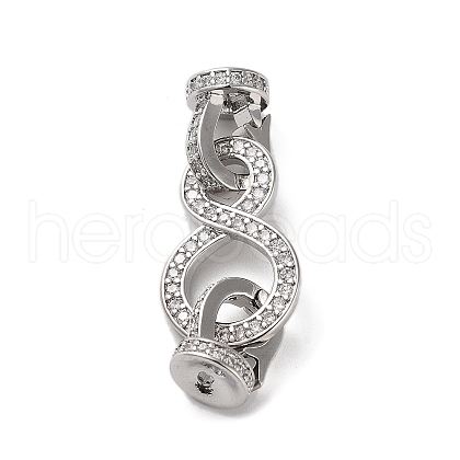 Rack Plating Brass Micro Pave Cubic Zirconia Fold Over Clasps ZIRC-P117-02C-P-1