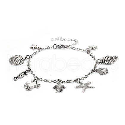 Brass Charm Anklets AJEW-AN00264-1