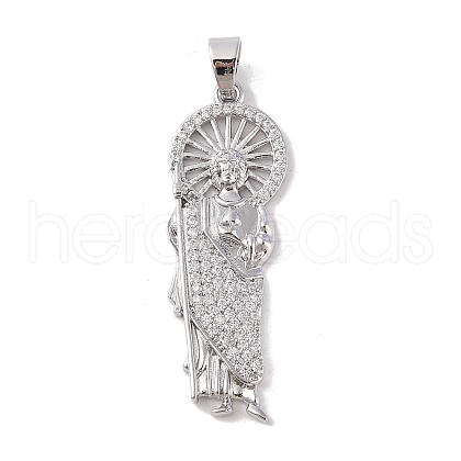 Brass Clear Cubic Zirconia Pendants KK-Z050-02P-1