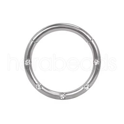 F136 Titanium Micro Pave Clear Cubic Zirconia Hoop Nose Rings AJEW-D306-05P-1