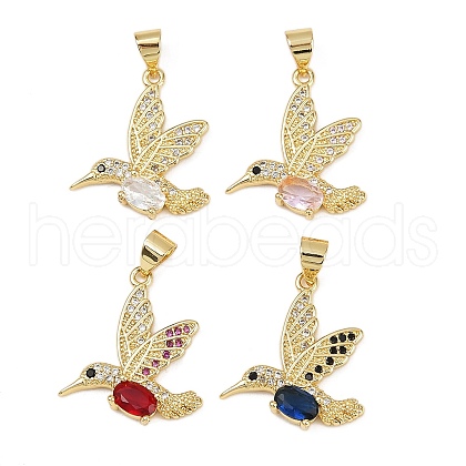 Brass Micro Pave Cubic Zirconia Pendants KK-S526-16G-1
