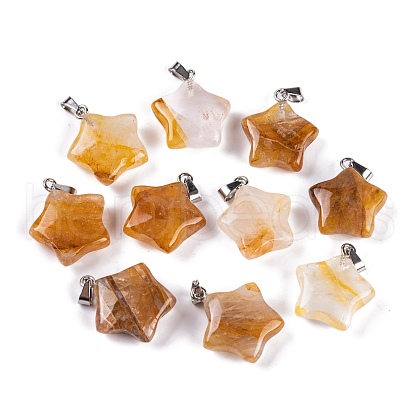 Natural Yellow Hematoid Quartz Pendants G-Q172-09P-10-1