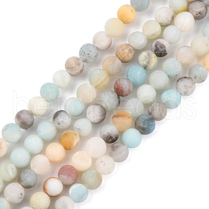 Natural Flower Amazonite Beads Strands X-G-G692-01F-6mm-1