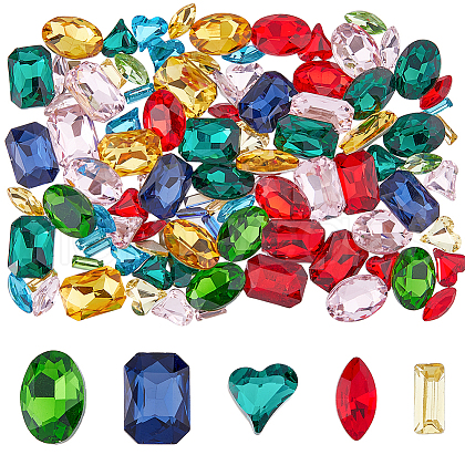 SUPERFINDINGS 100Pcs 25 Styles Glass Rhinestone Cabochons GGLA-FH0001-03-1