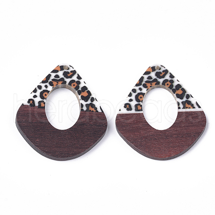 Printed Resin & Wood Pendants X-RESI-S358-65-1