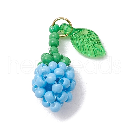 Glass Seed Beaded Rose Pendants PALLOY-MZ00627-02-1
