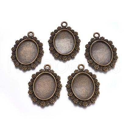 Alloy Pendant Cabochon Settings PALLOY-E460-22AB-1