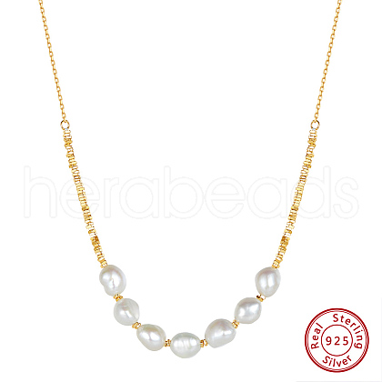 Mother's Day Jewellery Potato Natural Freshwater Pearl Bib Necklaces NJEW-G153-01G-1