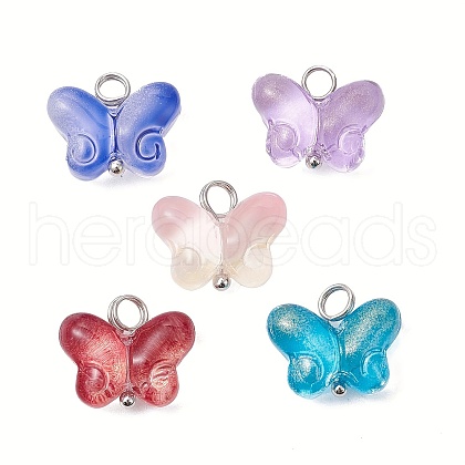 Transparent Baking Paint Glass Pendant PALLOY-JF02340-01-3S-1