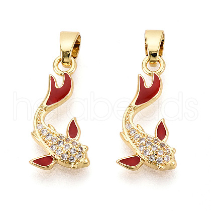 Brass Micro Pave Cubic Zirconia and Enamel Pendants KK-T074-67G-01-1