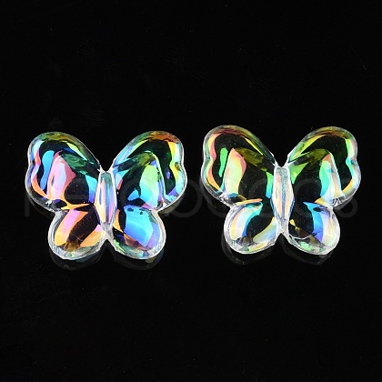 UV Plating Transparent Acrylic Beads OACR-K005-02-1
