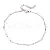 304 Stainless Steel Cuboid Bar Link Chain Anklets for Women AJEW-AN00661-2