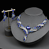 Twist Zinc Alloy Rhinestone & Glass Pendant Necklaces & Stud Dangle Earrings Sets FS-WGA0BF7-01-1