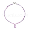 Resin Bear Pendant Necklaces NJEW-JN05113-5