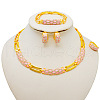 Snakeskin Pattern Alloy Rhinestone Enamel Pendant Necklaces & Ear Clip & Ring & Link Bracelets Sets FS-WG652F0-03-1