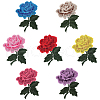 CRASPIRE 14Pcs 7 Colors Rose Flower Shape Computerized Embroidery Cloth Iron on/Sew on Patches PATC-CP0001-04-1
