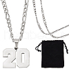 Beebeecraft 1Pc 304 Stainless Steel Figaro Chain Number Pendant Necklaces NJEW-BBC0001-28A-P-1