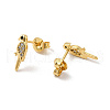 Rack Plating Brass Micro Pave Clear Cubic Zirconia Bird Stud Earrings EJEW-F301-24-2
