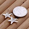 Starfish Silver Color Plated Brass Stud Earrings EJEW-BB11877-2