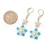 Brass Glass Seed Beads Flower Leverback Earrings EJEW-MZ00426-5