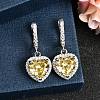 925 Sterling Silver Micro Pave Cubic Zirconia Dangle Hoop Earrings EJEW-F371-01C-02-1