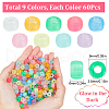 SUNNYCLUE 540Pcs 9 Colors Transparent & Luminous Plastic Beads KY-SC0001-85-3