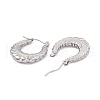 304 Stainless Steel Wheat Ring Thick Hoop Earrings for Women EJEW-B018-08P-2