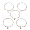 5Pcs 5 Styles Natural Freshwater Shell with Metal Moon Slice Charm Bracelets BJEW-JB11688-2-4