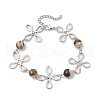Alloy Natural Zebra Jasper Link Bracelets for Women BJEW-JB11684-04-2