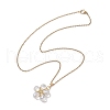 Glass & Glass Seed Beads Flower Pendant Necklaces & Hoop Earrings Sets SJEW-MZ00011-7
