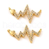 Brass Micro Pave Clear Cubic Zirconia Connector Charms KK-U017-01A-G-1