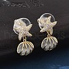 Shell Shape Brass Clear Cubic Zirconia Stud Earrings EJEW-D301-02G-1
