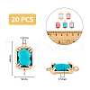 DICOSMETIC 20Pcs 5 Colors Brass Glass Connector Charms GLAA-DC0001-14-2