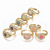 Brass Micro Pave Clear Cubic Zirconia Cuff Rings RJEW-S045-067-NR-2