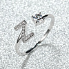 Brass Micro Pave Cubic Zirconia Cuff Rings for Women FS-WGA4C54-52-1