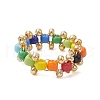Glass Seed & Brass Beads Finger Rings RJEW-JR00687-4