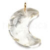 Transparent Resin Moon Pendants RESI-A026-01G-2