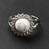 Natural Howlite Adjustable Rings RJEW-P043-02P-22-3