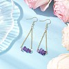304 Stainless Steel with Natural Amethyst Dangle Earrings EJEW-JE06010-04-2