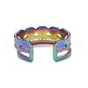 Ion Plating(IP) Rainbow Color 304 Stainless Steel Oval Wrap Open Cuff Ring for Women RJEW-C025-11M-3