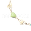 304 Stainless Steel Enamel Colorful Heart Link Anklets AJEW-AN00642-3