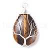 Natural Tiger Eye Pendants PALLOY-JF01307-05-1