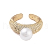 Rack Plating Brass Micro Pave Cubic Zirconia Open Cuff Rings for Women RJEW-B064-07G-2