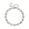 Brass Micro Pave Clear Cubic Zirconia Link Bracelets for Women BJEW-D342-01P-4