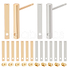 BENECREAT 20Pcs 2 Styles Brass Rectangle Stud Earring Findings KK-BC0012-25-1