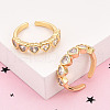 Brass Micro Pave Clear Cubic Zirconia Cuff Rings for Women KK-T074-14G-1
