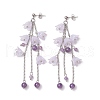 3Pairs Acrylic Flower Tassel Stud Earrings EJEW-TA00648-3