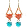 Glass Seed Beaded Dangle Earrings EJEW-MZ00323-01-2