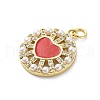 Brass Micro Pave Cubic Zirconia and Enamel and ABS Imitation Pearl Pendants KK-D325-24G-02-2